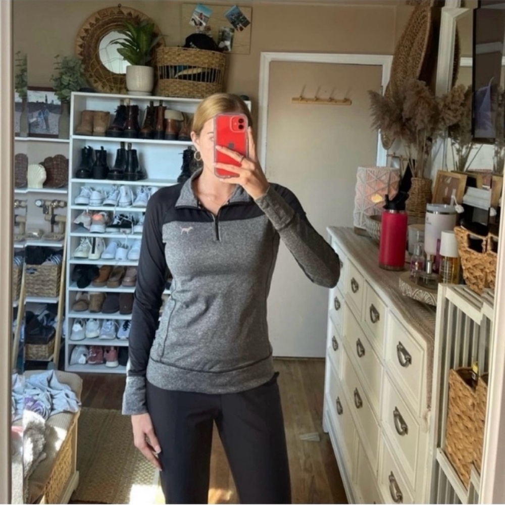 Victoria secret pink quarter zip grey and black workout jacket